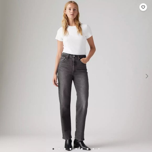 Levi's Ribcage Straight Ankle Jean Button Fly | Well Worn Black | 30 x 27 - Picture 1 of 14